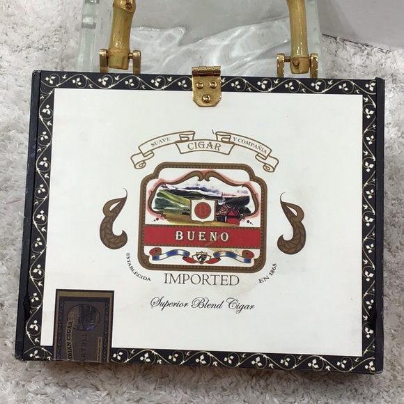 Cigar box satchel London Paris sequins - Picture 3 of 7